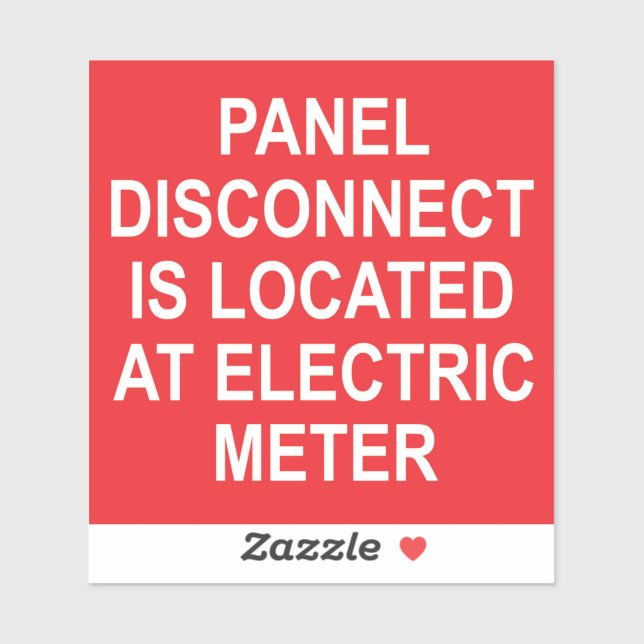 Panel Disconnect Located At Electric Metre Label (Sheet)