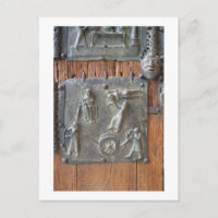 Panel from the left hand door, 12th century (bronz