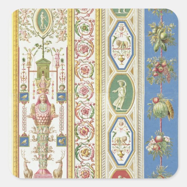 Panel from the Raphael Loggia at the Vatican, engr Square Sticker (Front)