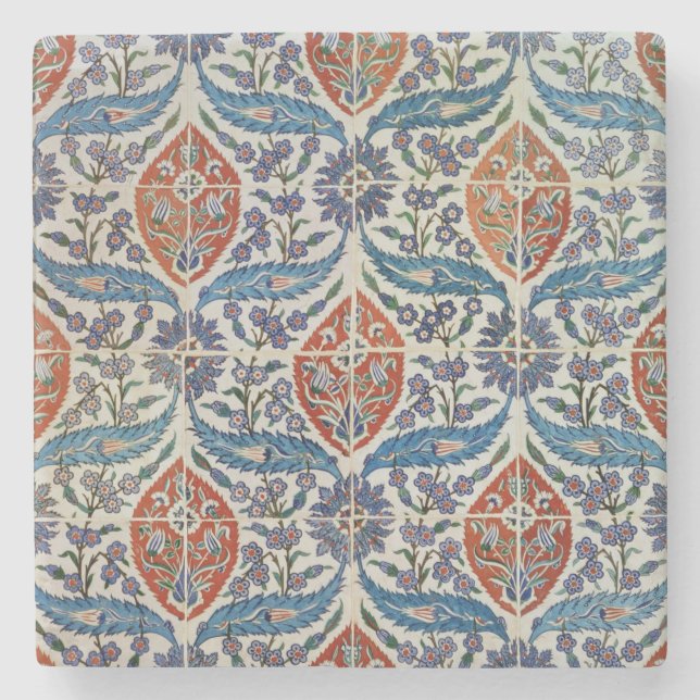 Panel of Isnik earthenware tiles Stone Coaster (Front)