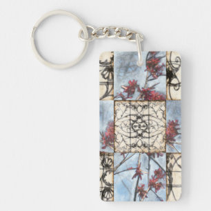 Panelled Abstract Scrollwork Painting Keychain