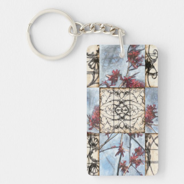 Panelled Abstract Scrollwork Painting Keychain (Front)