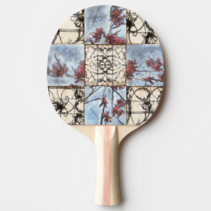 Panelled Abstract Scrollwork Painting Ping Pong Paddle