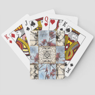 Panelled Abstract Scrollwork Painting Playing Cards