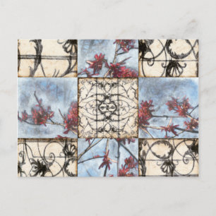 Panelled Abstract Scrollwork Painting Postcard