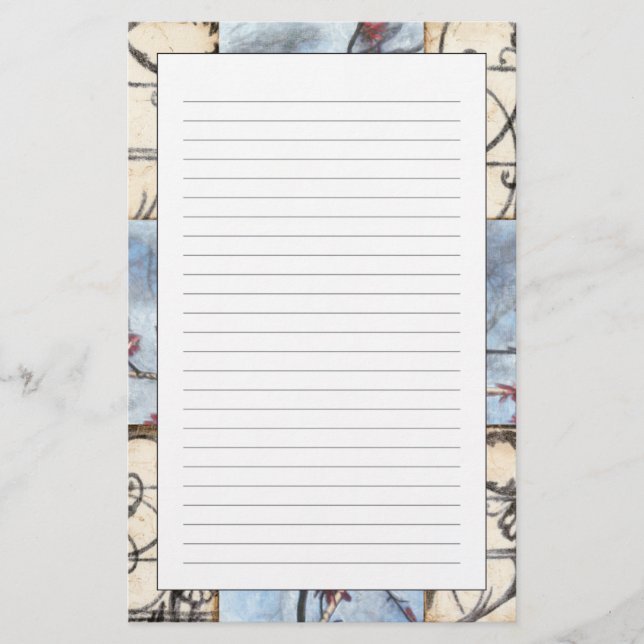 Panelled Abstract Scrollwork Painting Stationery (Front)