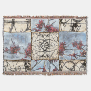 Panelled Abstract Scrollwork Painting Throw Blanket