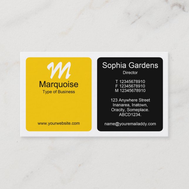 Panels - Amber, Black and White Business Card (Front)