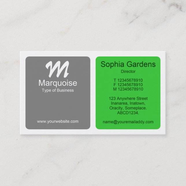 Panels - Grey with Spring Green Business Card (Front)