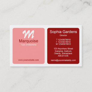 Panels - Maroon, Warm Pink, and White Business Card