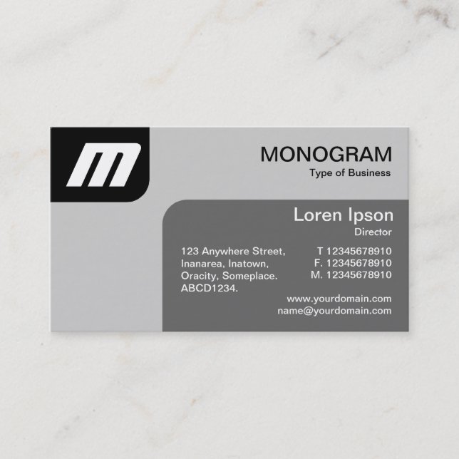 Panels MonoGram - Black and Grey Business Card (Front)
