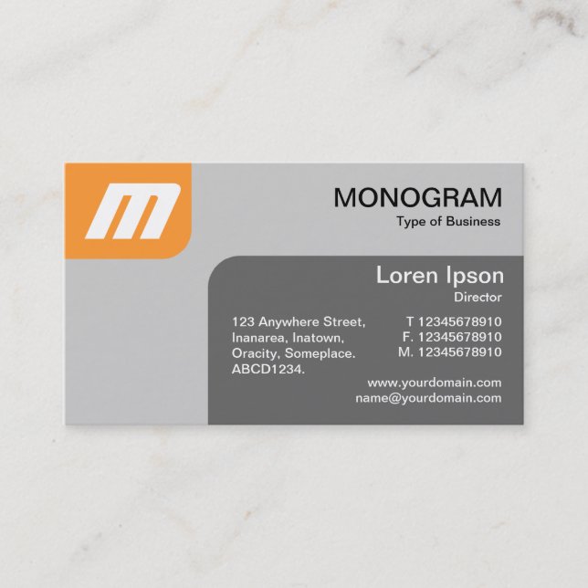 Panels MonoGram - Lt Orange and Grey Business Card (Front)
