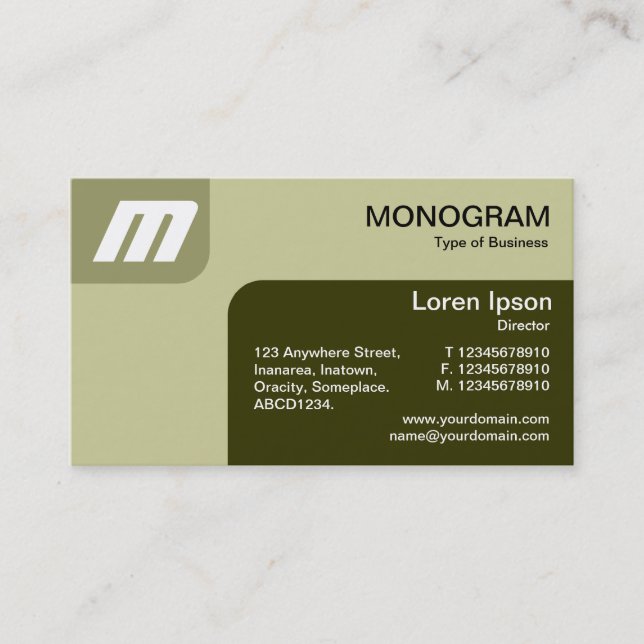 Panels MonoGram - Shades of Khaki/Olive Business Card (Front)