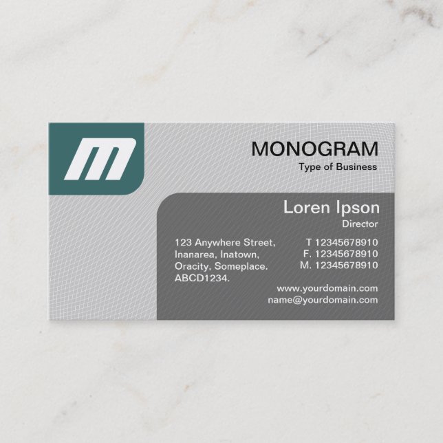 Panels MonoGram v2 - Moss Green and Grey Business Card (Front)