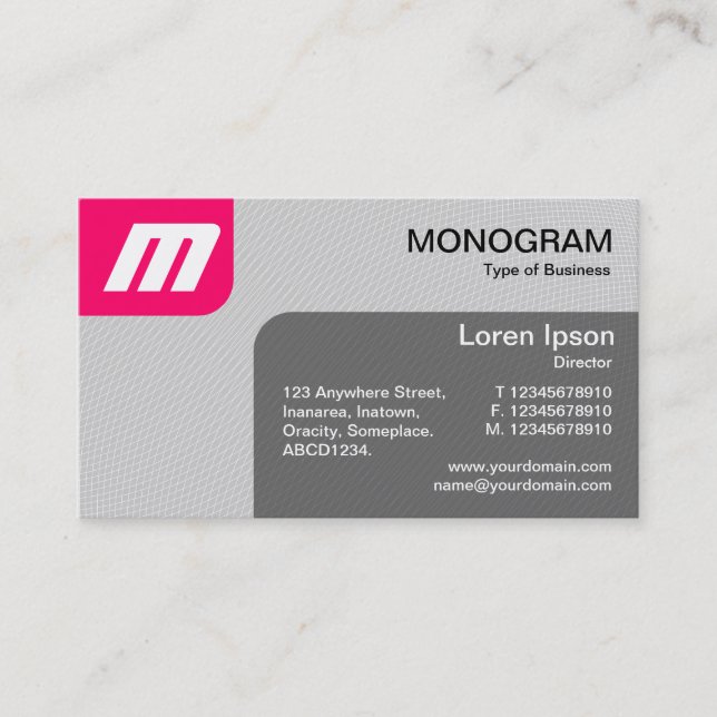 Panels MonoGram v2 - Neon Red and Grey Business Card (Front)
