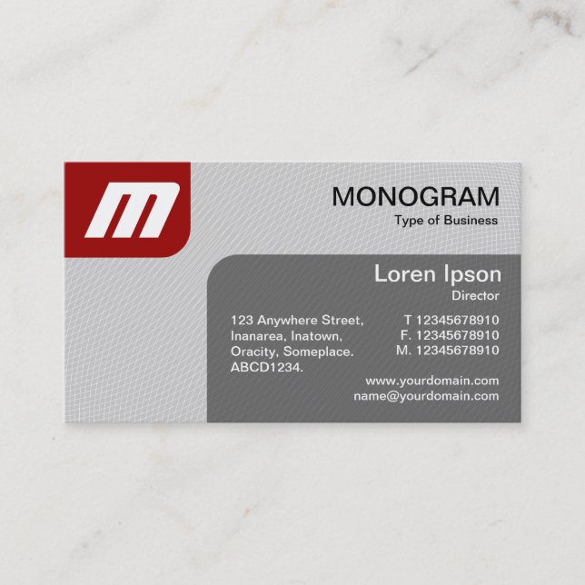 Panels MonoGram v2 - Ruby and Grey Business Card (Front)