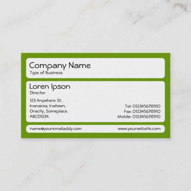 Panels (Rounded) - Avocado Green Business Card (Front)