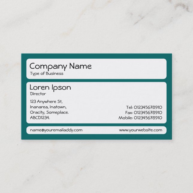 Panels (Rounded) - Teal Business Card (Front)
