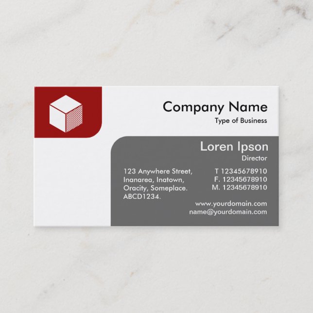 Panels - Ruby and Grey Business Card (Front)