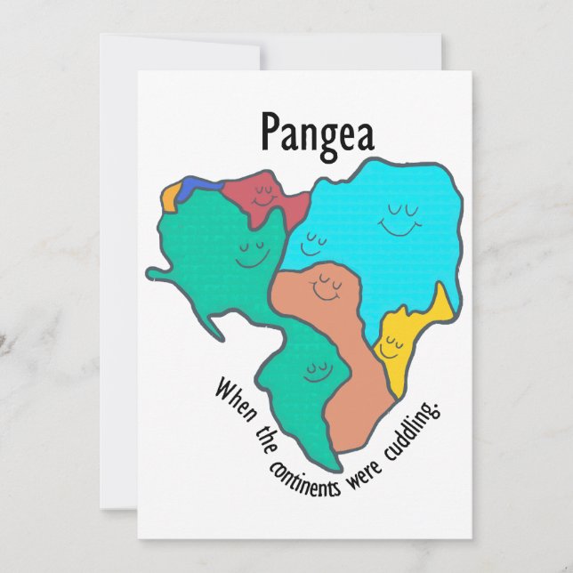 Pangea Continents Cuddling Multicolor Invitation (Front)