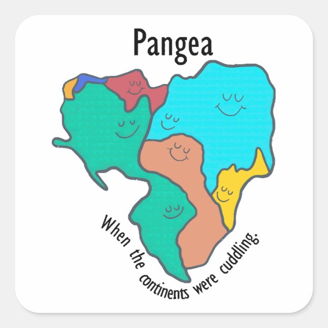 Pangea Continents Cuddling Multicolor Square Sticker (Front)