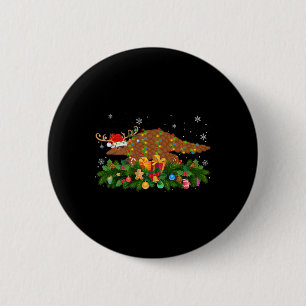 Pangolin Animal Lover Reindeer Santa Hat Pangolin 2 Inch Round Button