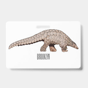 Pangolin cartoon illustration badge