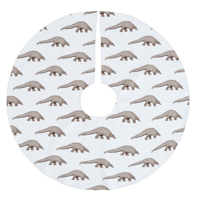Pangolin cartoon illustration brushed polyester tree skirt (Front)