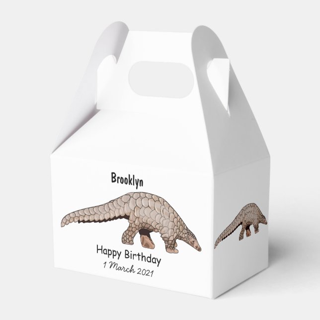 Pangolin cartoon illustration favor box (Front Side)
