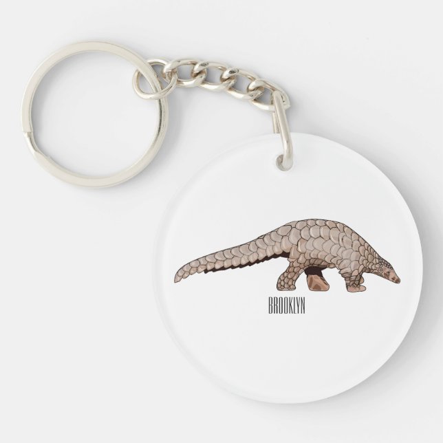 Pangolin cartoon illustration keychain (Front)