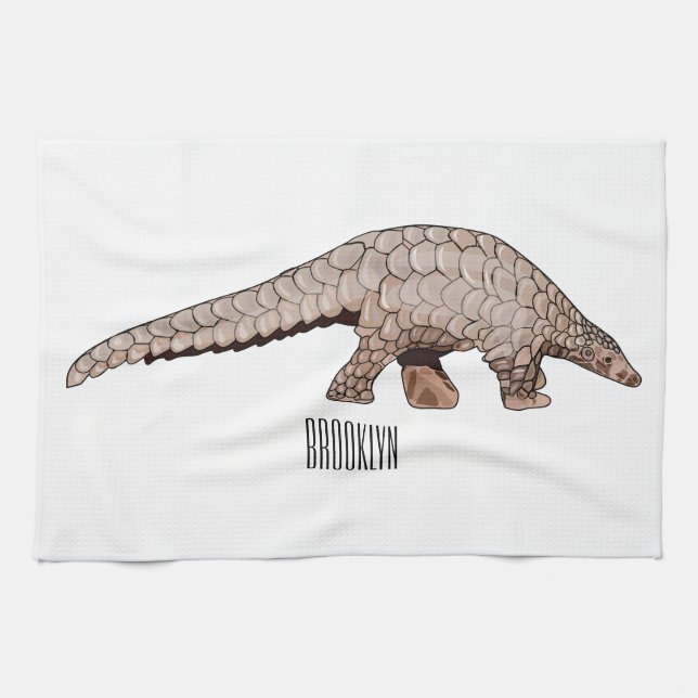 Pangolin cartoon illustration kitchen towel (Horizontal)
