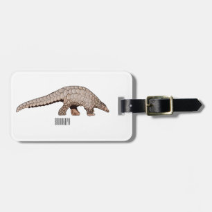 Pangolin cartoon illustration luggage tag