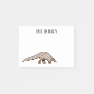 Pangolin cartoon illustration post-it notes