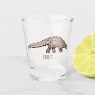 Pangolin cartoon illustration shot glass