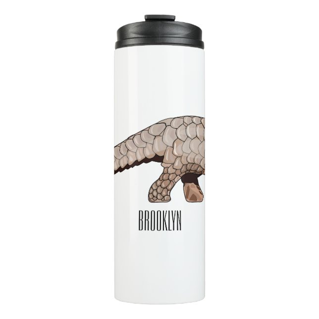 Pangolin cartoon illustration thermal tumbler (Front)