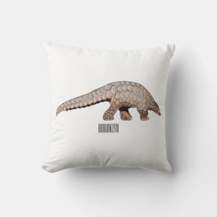 Pangolin cartoon illustration throw pillow