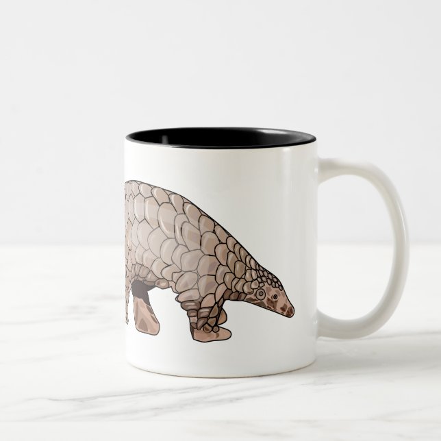 Pangolin cartoon illustration Two-Tone coffee mug (Right)