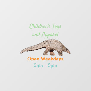 Pangolin cartoon illustration window cling