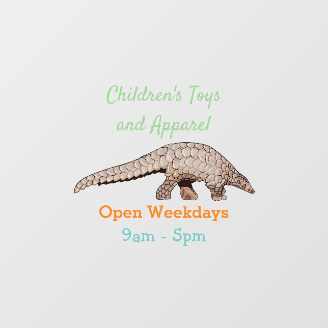 Pangolin cartoon illustration window cling (Sheet)
