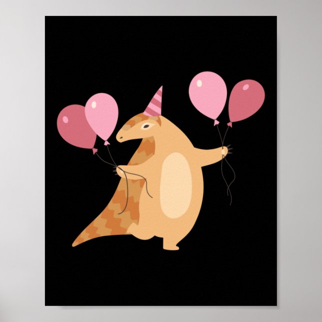 Pangolin Celebrating Sticker  Poster (Front)