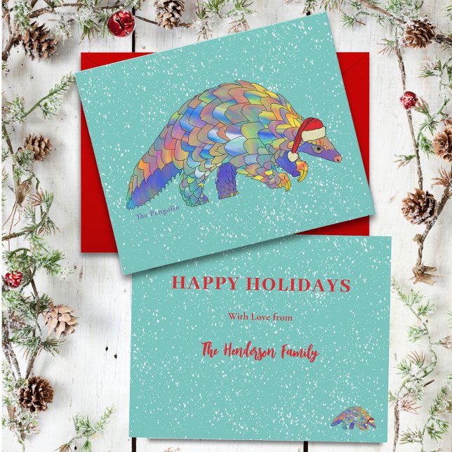 Pangolin Christmas Custom Holiday Card (Pangolin christmas custom holiday greetings card)