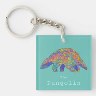 Pangolin Endangered Animal Rights Green Add Name Keychain