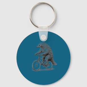 Pangolin riding bicycle funny cycling animal bike keychain