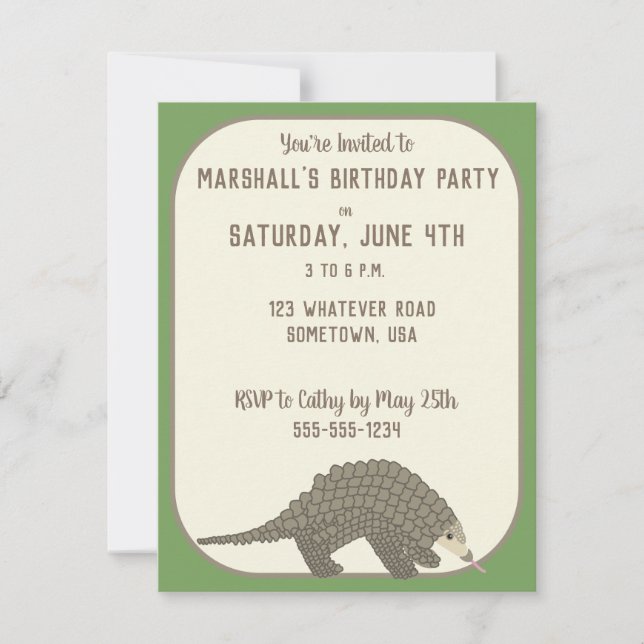 Pangolins Party Invites (Front)