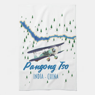 Pangong Tso India China map poster. Kitchen Towel