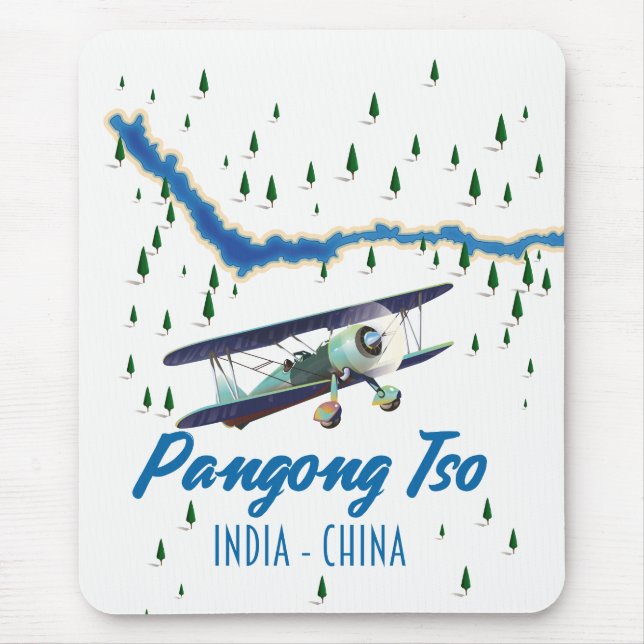 Pangong Tso India China map poster. Mouse Pad (Front)