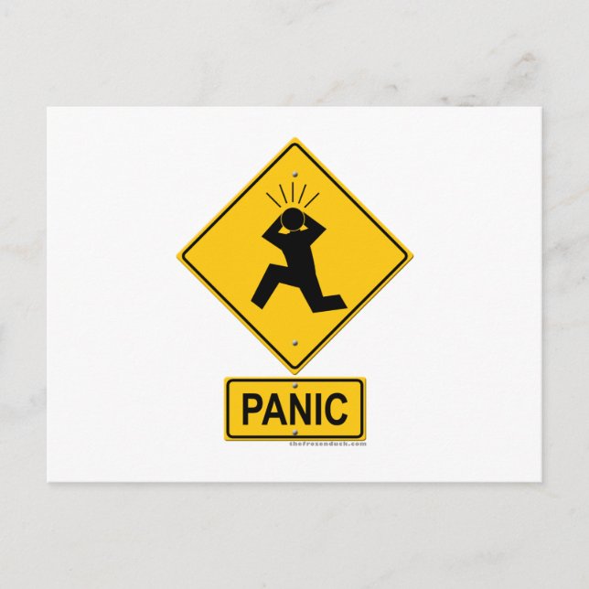 Panic Warning Sign Postcard (Front)