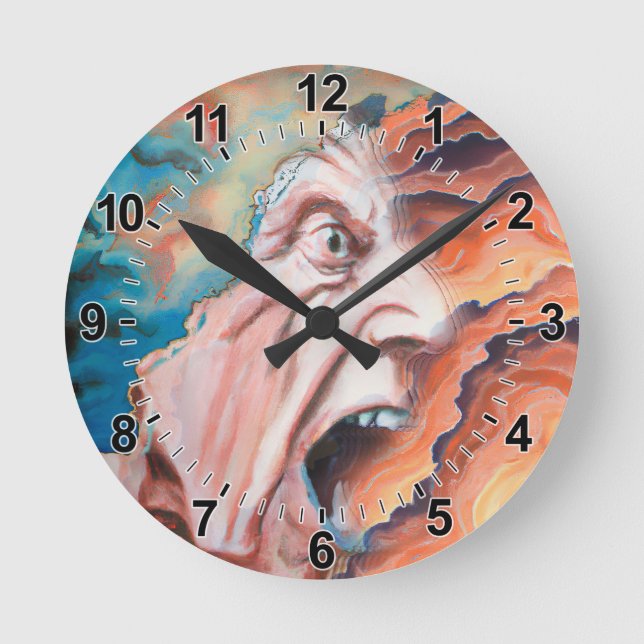Panic Waves Oil Painting Round Clock (Front)