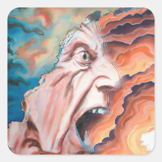Panic Waves Oil Painting Square Sticker (Front)