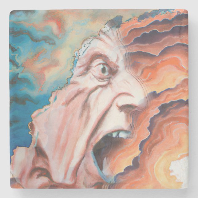 Panic Waves Oil Painting Stone Coaster (Front)